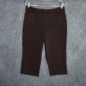 212‎ Collection Pants 14 Stretch Chino Cropped Straight Leg Brown Casual Preppy